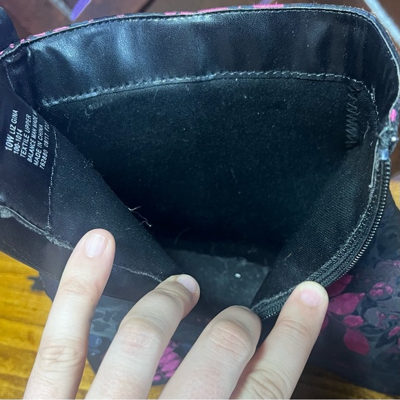 Floral Ankle Boots - Navy, Black and Pink, Liz Claiborne Size 10W - Picture 11 of 16